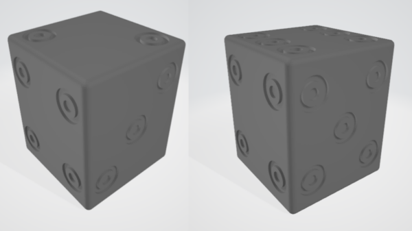 Två 3D designer av vikinga stavtärningar