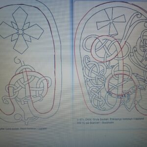 Runstenar med slingor för skrift i Inkscape.